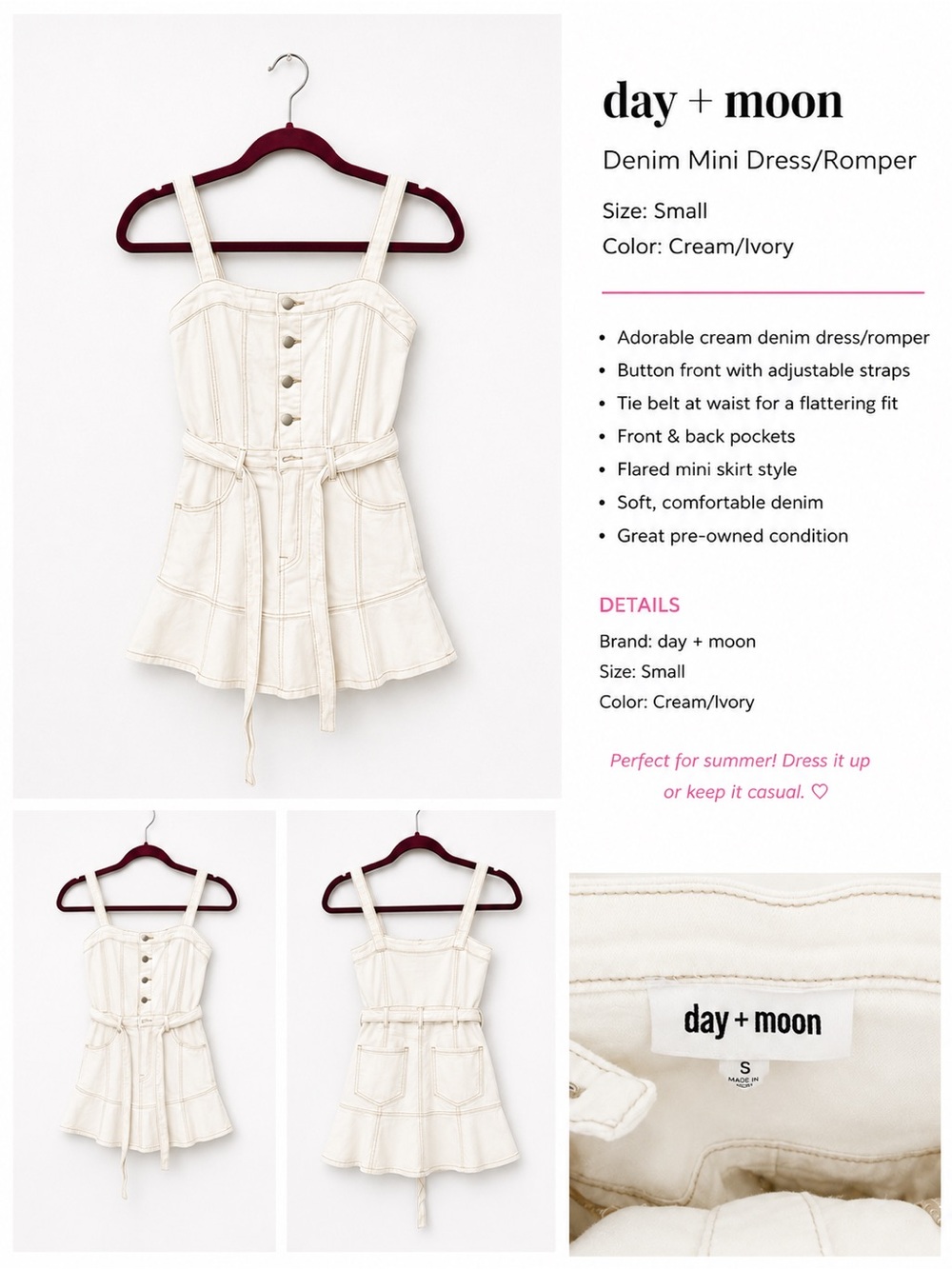 Cream Denim Mini Dress